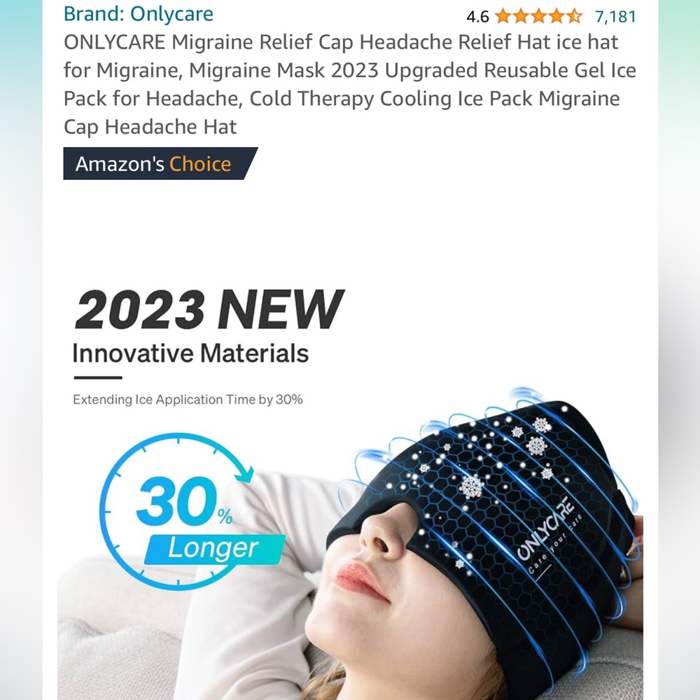 Migraine/ Headache Relief Cap Upgraded Reusable Gel Ice Pck Cold Therapy Unisex